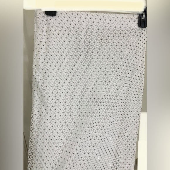 Sincerely Jules white sequin net mesh cropped tank top and skirt set size medium - Picture 12 of 17